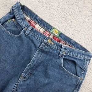 Cabelas Flannel Lined Jeans Mens 36x34 Blue Rugged Denim Outdoor